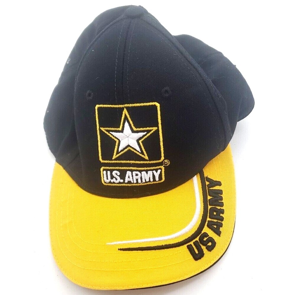 US ARMY Cap Yellow & Black Army Strong Go Army Baseball Hat Embroidered adjust